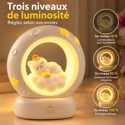 Veilleuse Lune Chat ou Lapin Rechargeable - LittleStar | Cocon de Lune - 3 niveaux de luminosité