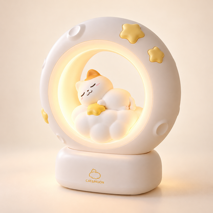 Veilleuse Lune Chat ou Lapin Rechargeable - LittleStar | Cocon de Lune - modèle Chat Endormi