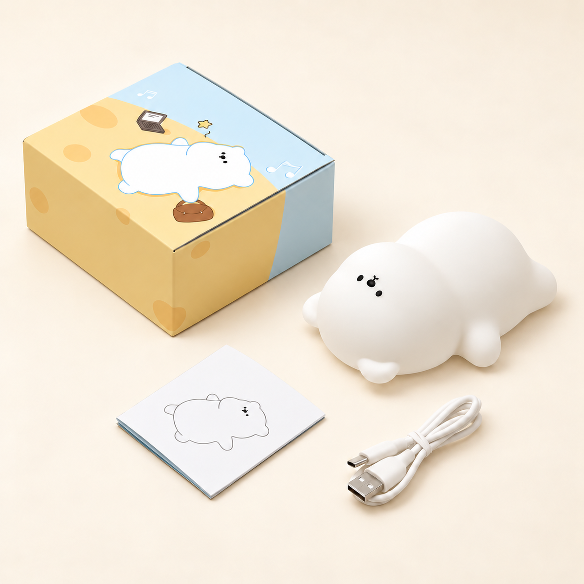 Veilleuse Ourson Silicone Tactile - MoonSoft | Cocon de Lune - Contenu de la boîte
