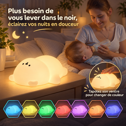 Veilleuse Ourson Silicone Tactile - MoonSoft | Cocon de Lune - Lumière douce pour les nuits avec bébé