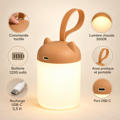 Veilleuse Portable Oreilles de Chaton - Petit Songe | Cocon de Lune - caractéristiques, batterie et recharge USB-C