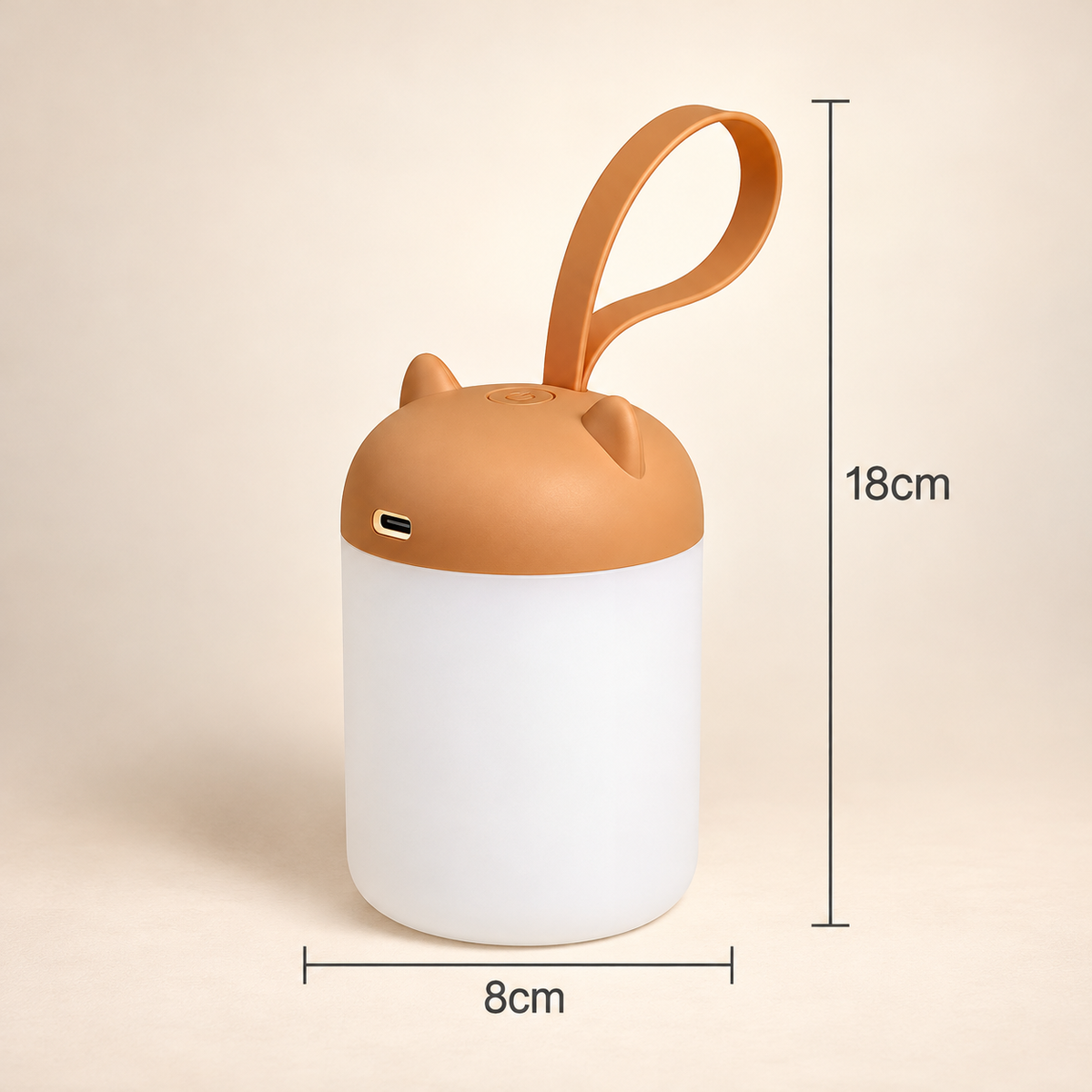 Veilleuse Portable Oreilles de Chaton - Petit Songe | Cocon de Lune - Caramel, dimensions 18 x 8 cm