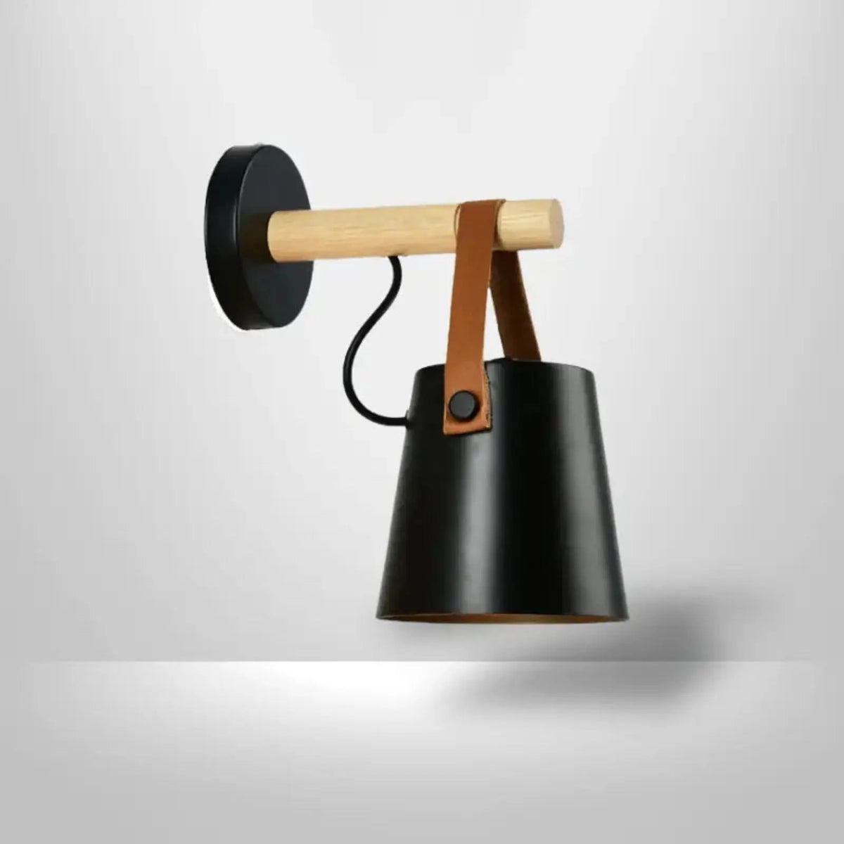 Lampe de Chevet Murale Imitation Bois - Wallo Noir | Cocon de Lune